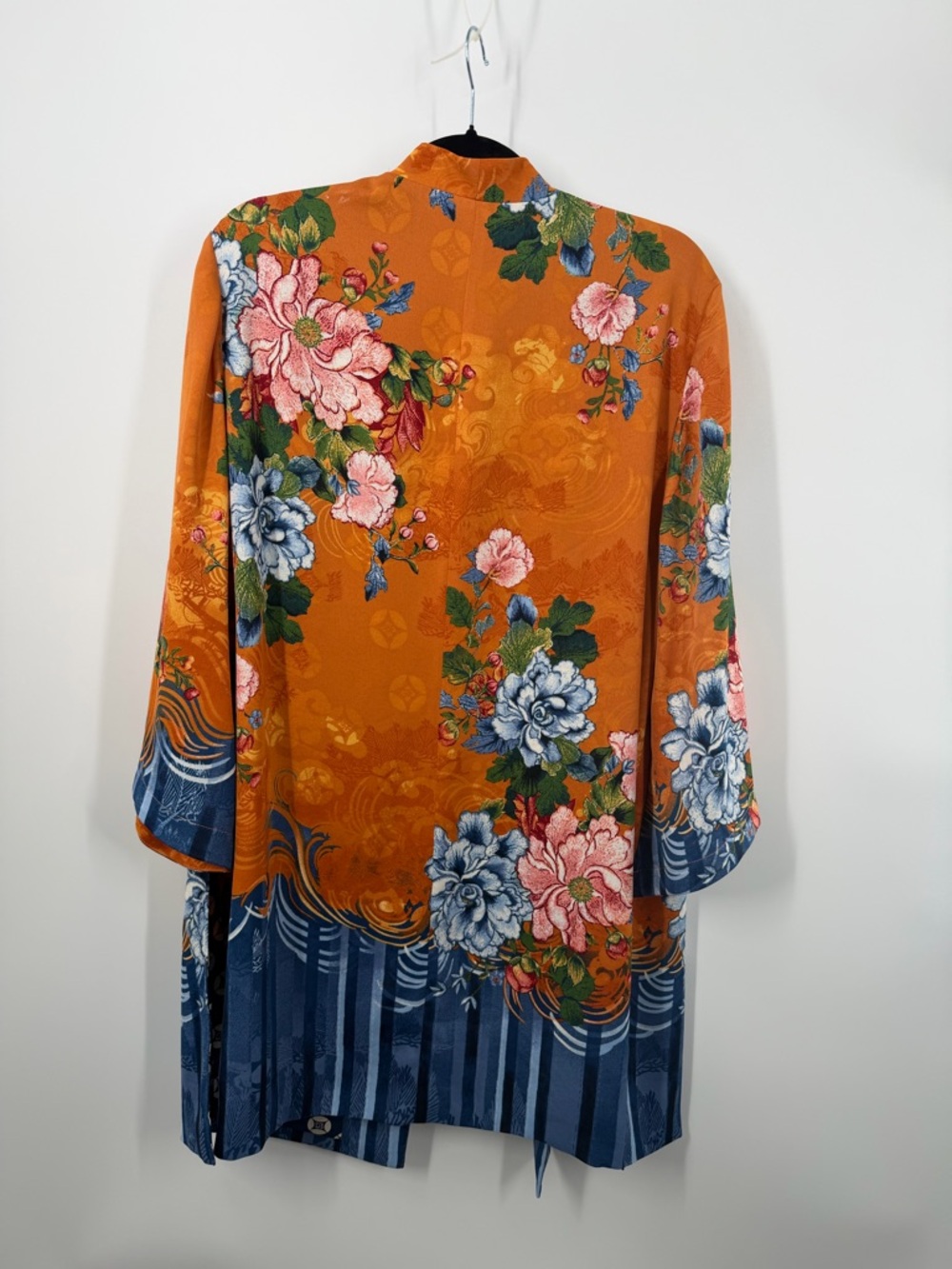 Chico’s Drama Printed Orange and Blue Kimono - Picture 12 of 12